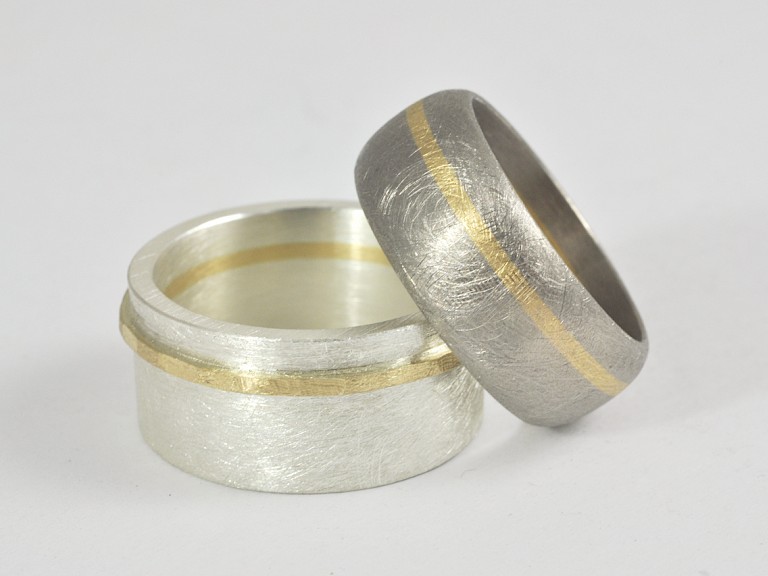 Ringe geschmiedet, Silber 925, Gold 750, Weissgold 750